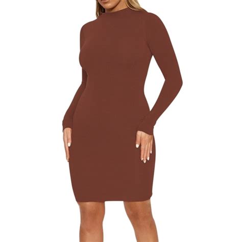 Naked Wardrobe Dresses Naked Wardrobe Solid Mockneck Sheath Mini