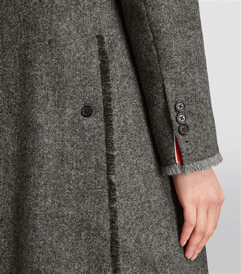 Womens Thom Browne Grey Wide Lapel Overcoat Harrods US