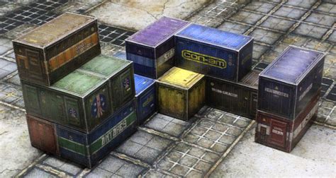 Spaceport Containers Card Models Kit Dave Graffam Models Sci Fi