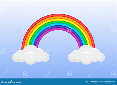 Arcoiris Con Nubes De Fondo Azul Ilustración Del Vector Ilustración del