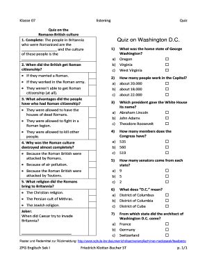 Fillable Online Quiz On Washington Dc Fax Email Print Pdffiller