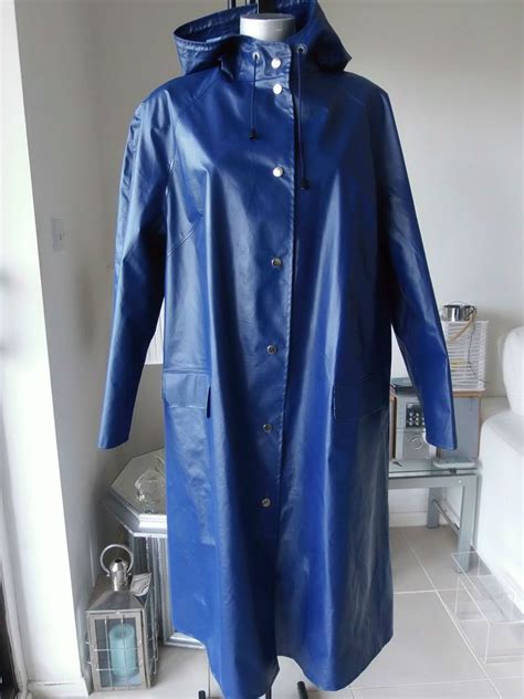 Vintage Shiny S Rukka Raincoat Pvc Mac Vinyl Rubber Coat Regenmantel