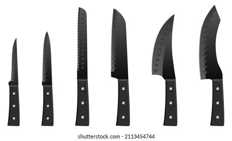 Set Realistic Kitchen Knives Isolated On Stock Vector Royalty Free