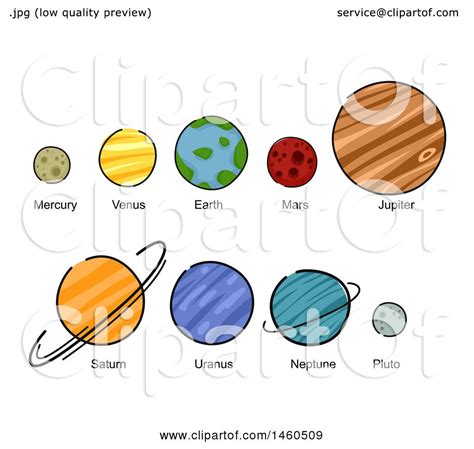 Clipart of Mercury, Venus, Earth, Mars, Jupiter, Saturn, Uranus, Neptune and Pluto - Royalty ...