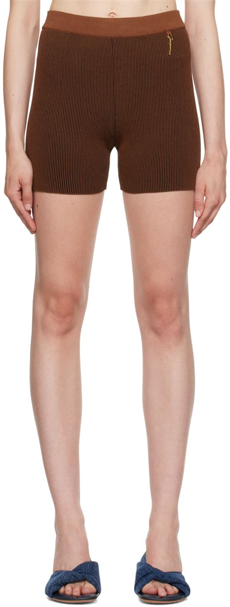 Brown Le Raphia Le Pralu Shorts By JACQUEMUS On Sale