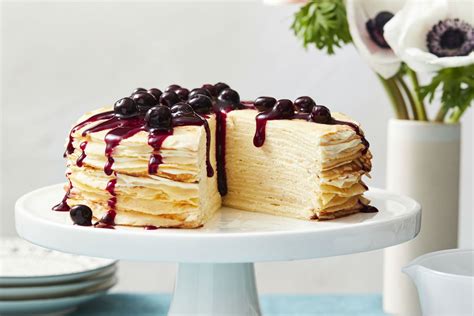 Layered Crepe Cake With Blueberry Sauce Recipe Dessert Cookbooks