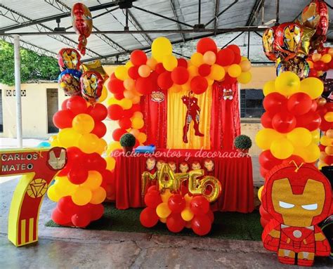 An Iron Man Themed Birthday Party With Balloons