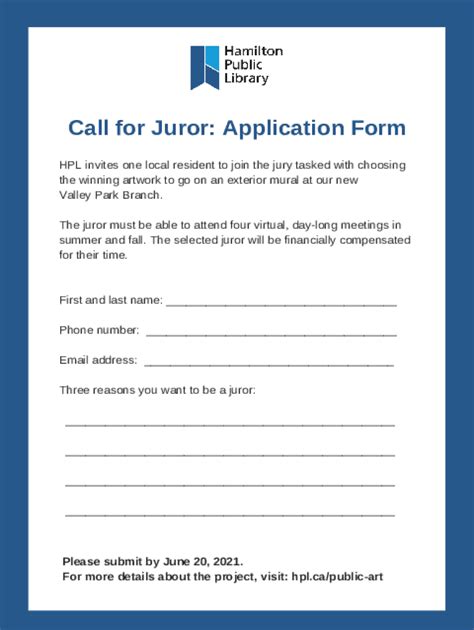 Fillable Online Call For Juror Application Form Fax Email Print Pdffiller