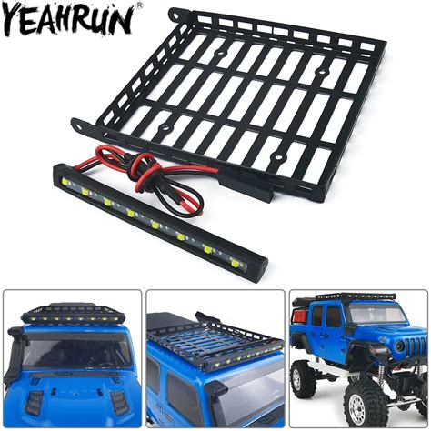 YEAHRUN Metal Luggage Carrier Roof Rack With LED Light Bar For 1 24 RC