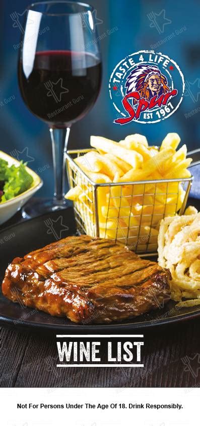 Menu At Red Eagle Spur Steak Ranch Restaurant Pretoria