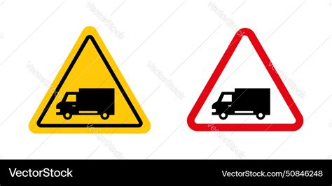 Truck warning sign icon set notice for areas Vector Image