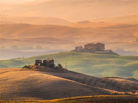 Tuscany Countryside with Hills and Villas Stock Image - Image of ...