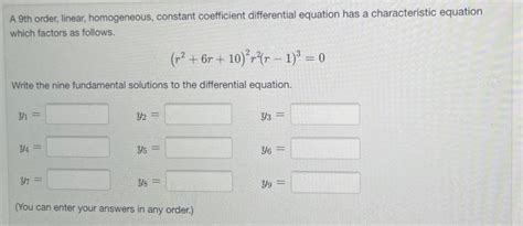 Solved A Th Order Linear Homogeneous Constant Coeffi