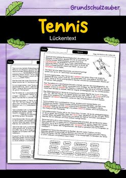 Tennis L Ckentext Mit L Sung Deutsch By Grundschulzauber Tpt