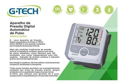 Aparelho De Medir Pressao G Tech - Aparelho De Medir Pressao Arterial Digital De Pulso Gtech - G-TECH ...