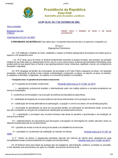 Art. 71 Da Lei Nº 10.741/2003 - Estatuto do Idoso: Lei 10.741/2003 | PDF | Família | Direitos ...