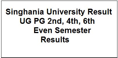 Singhania University Result 2023-UG PG 2nd, 4th, 6th Sem