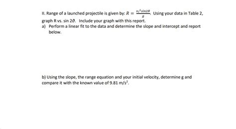 Solved II. Range of a launched projectile is given by: | Chegg.com