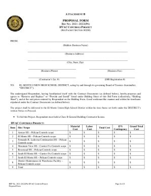 Fillable Online Proposal Form Bid No P Bidnet Fax Email