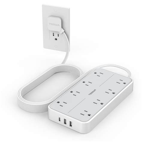 Snapklik Power Strip Surge Protector Ft Tessan Flat Plug