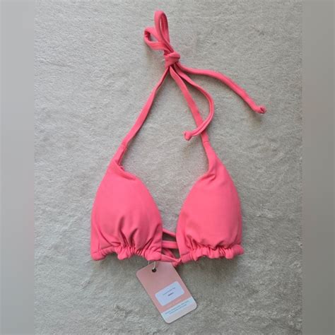 Midori Swim Nwt Midori Bikini Indah Triangle Halter Bikini Top In Guava Pink S Poshmark