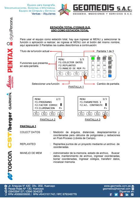 Uso Como Estaci N Total Ks T Estaci N Total Cygnus Ls Uso