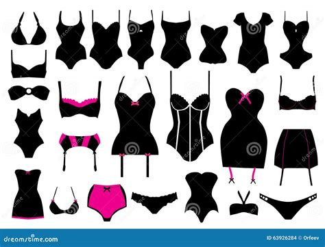 Vector Set Of Lingerie Stock Vector Illustration Of Bikini 63926284