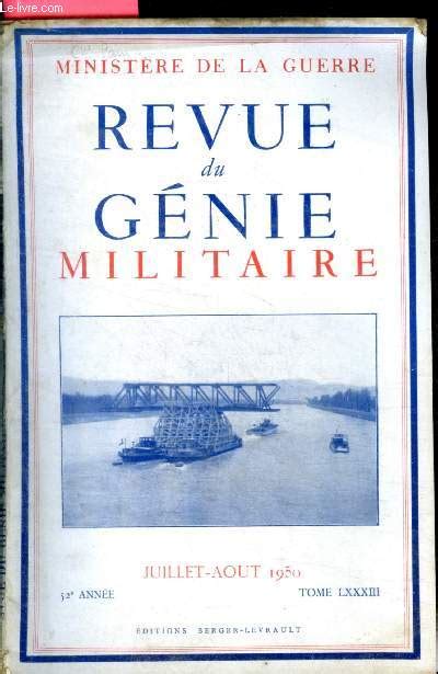 Revue Du Genie Militaire Juillet Aout 1950 52e Annee Tome LXXXIII