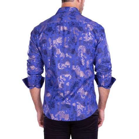 Metallic Long Sleeve Button Up Shirt Royal Xs Bespoke Button Ups