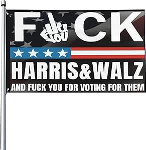 Amazon Fuck Harris Walz Flag Anti Harris F K HARRIS 2024 Outdoor 3x5ft Flag Patio Lawn