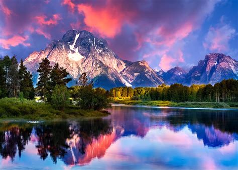 Wallpaper Landscape Mountains Lake Reflection Snow National Park