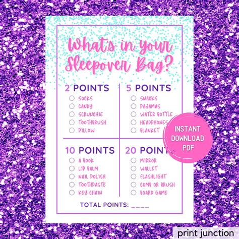 Teen Slumber Party Games Whats In Your Sleepover Bag Girls Sleepover