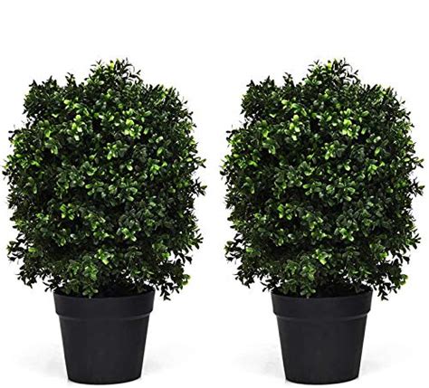 Goplus 2 Pack 2ft Artificial Boxwood Topiary Ball Tree Uv Proof