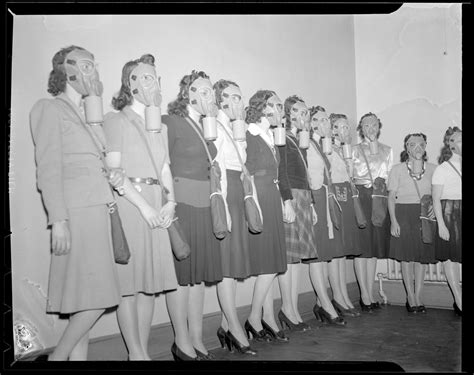 Wwii Women Wearing Gas Masks Digital Commonwealth