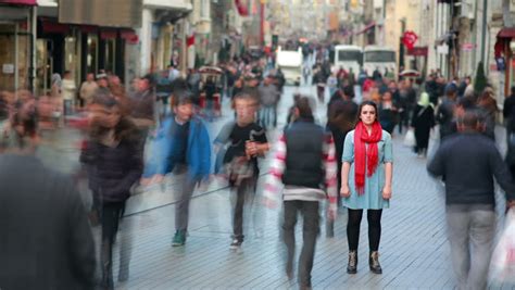 Crowd Of People / Commuters Walking / Busy Street. Crowd On A Busy ...