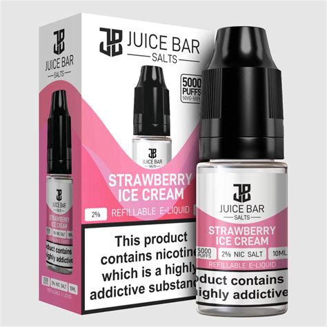 Juice Bar Nic Salts 20mg 10ml Strawberry Ice Cream Darkside Vape Store