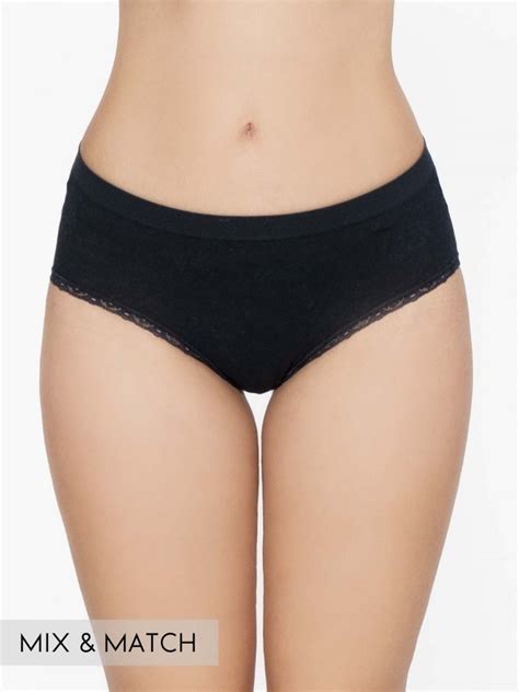 BF Cotton Blended Seamless Hi Cut Brief Black SATAMI Lingerie 棉質無縫中腰高叉內褲 黑 SATAMI 網上商店