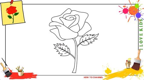 How to draw a rose SIMPLE, EASY & SLOWLY step by step for kids, children - YouTube