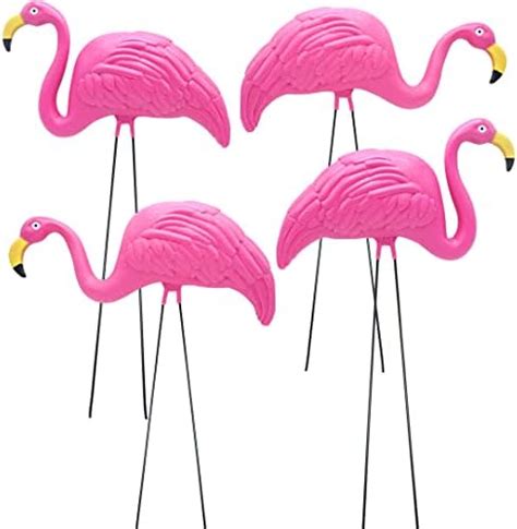 Texpress Pink Flamingos Yard Decorations 4 Pack Small 14 Tall Plastic Flamingo