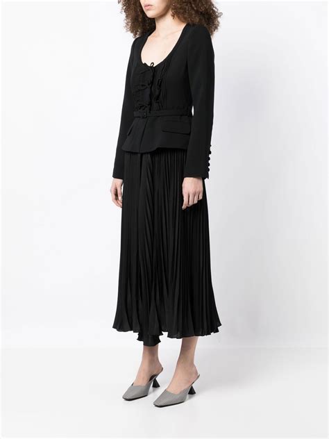 Self Portrait Ruched Crepe Midi Dress Black Farfetch