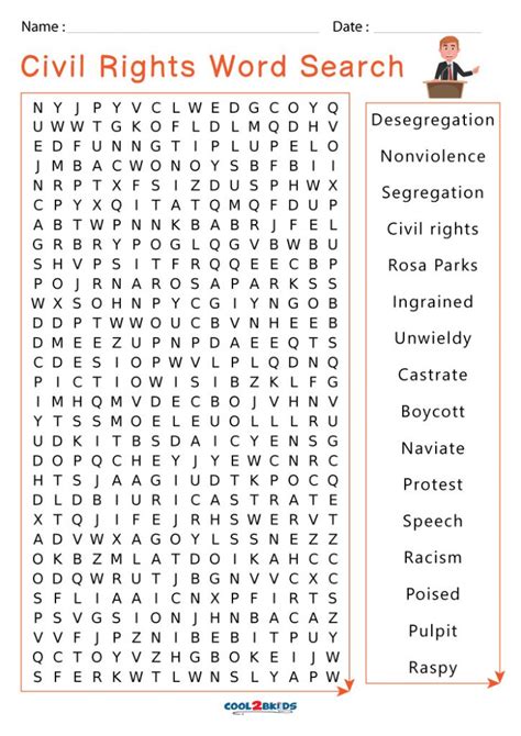 Civil Rights Word Find