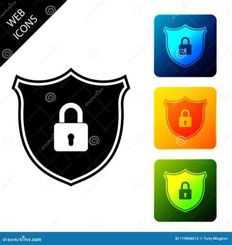 Shield Security With Lock Icon Isolated Protection Safety Password Security Firewall Access