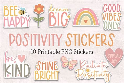 Positivity Kindness Stickers Inspirational Sticker Set