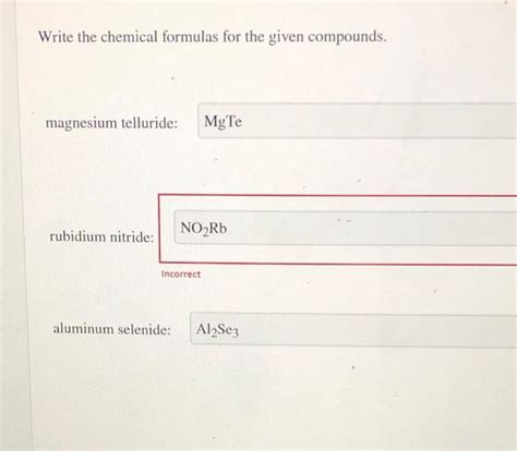 Solved Write The Chemical Formulas For The Given Compounds