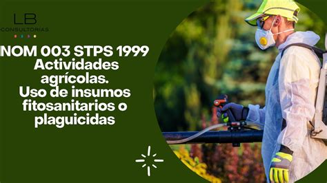 NOM 003 STPS 1999 ACTIVIDADES AGRÍCOLAS USO DE INSUMOS FITOSANITARIOS O