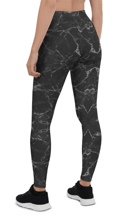 Black Marble Leggings Gym Fitness And Sports Clothing Gearbaron