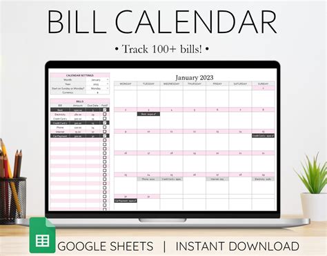 Bill Calendar Bills Planner Expense Tracker Bill Organizer - Etsy