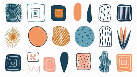 Abstract Hand Drawn Geometric Doodle Shapes Collection Premium AI