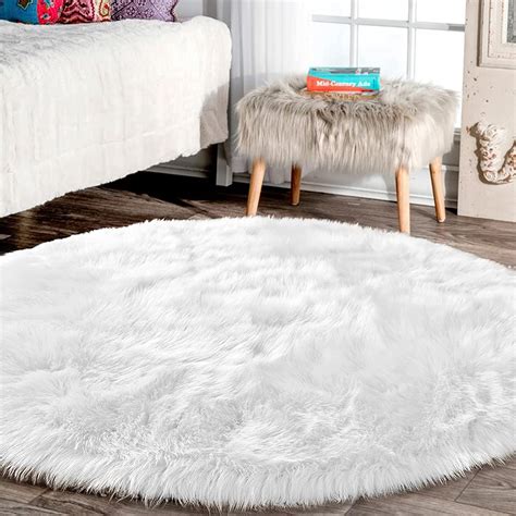 Amazon Latepis Round Rugs Ft White Circle Area Rug Washable