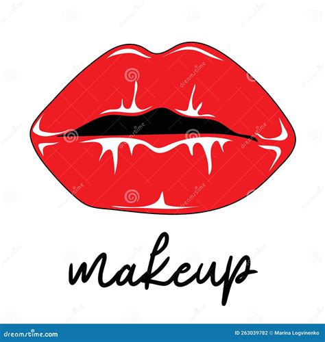 Female Lips With Red Lipstick Stock Vector Illustration Of Isolated Vector 263039782